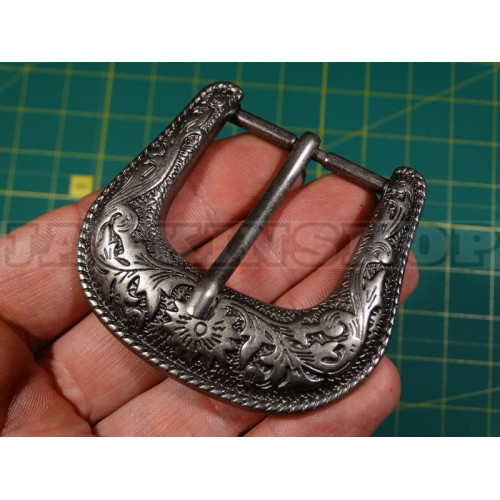 Пряжка с шлёвкой и окончанием, 40 мм, старый никель