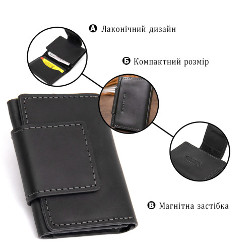 Кожаная визитница GRANDE PELLE 11496 Черный