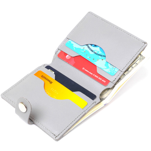 Практичне портмоне із натуральної шкіри Shvigel 16514 Сірий