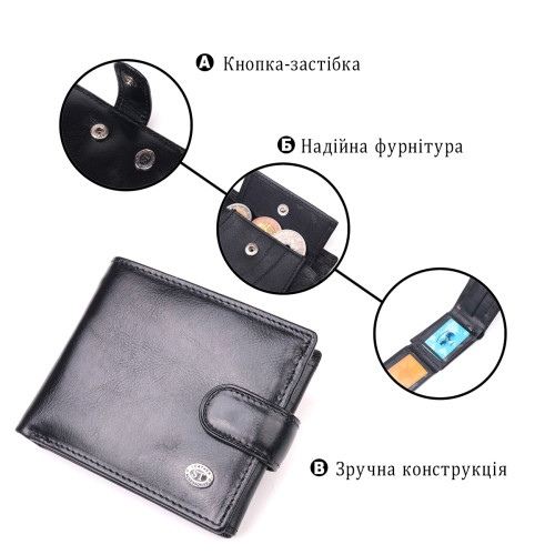 Класичний чоловічий гаманець із натуральної шкіри ST Leather 19407 Чорний