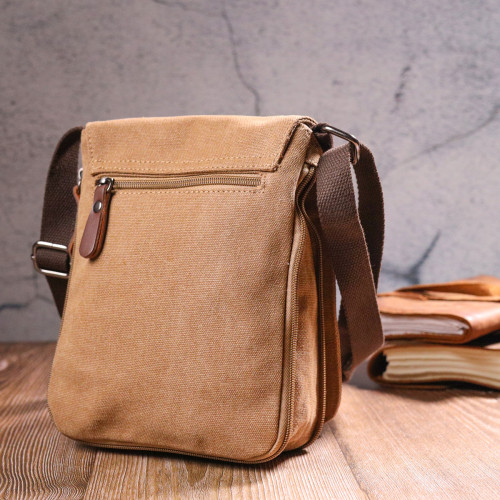 Функціональна чоловіча сумка з текстилю 21268 Vintage Коричнева