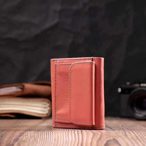 Невеликий гаманець для модниць із натуральної шкіри ST Leather 19505 Помаранчевий