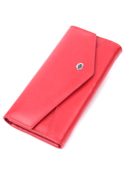 Женский кошелек с геометрическим клапаном из натуральной кожи ST Leather 22545 Красный