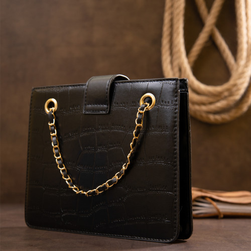 Сумка из кожзаменителя с тиснением Vintage sale_14943 Черная