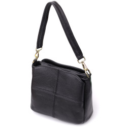 Женская сумка на три отделения из натуральной кожи sale_15122 Vintage Черный