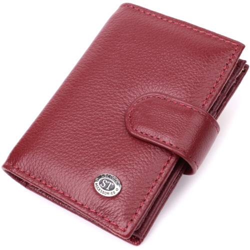 Практичная визитница из натуральной кожи ST Leather 22468 Бордовый