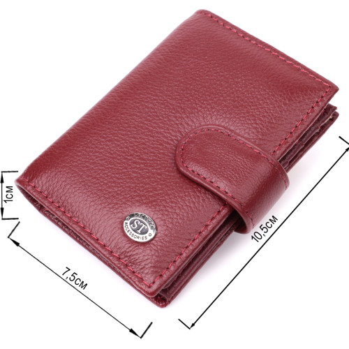 Практичная визитница из натуральной кожи ST Leather 22468 Бордовый