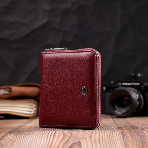 Портмоне для жінок на блискавці з натуральної шкіри ST Leather 19487 Бордовий