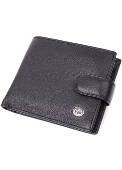 Чоловічий гаманець середнього розміру з натуральної шкіри ST Leather 22484 Чорний