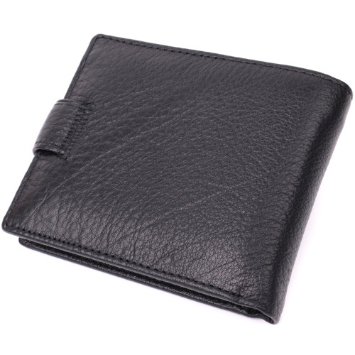 Чоловічий гаманець середнього розміру з натуральної шкіри ST Leather 22484 Чорний