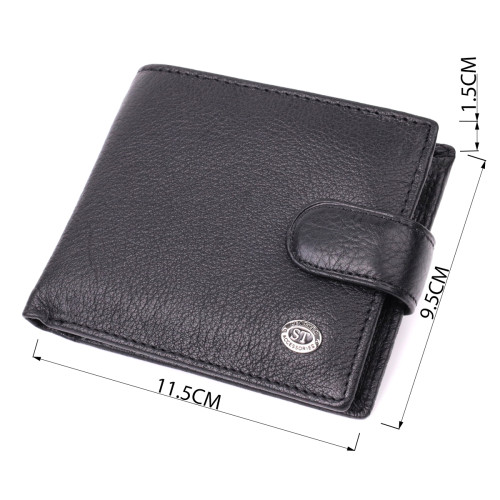 Чоловічий гаманець середнього розміру з натуральної шкіри ST Leather 22484 Чорний
