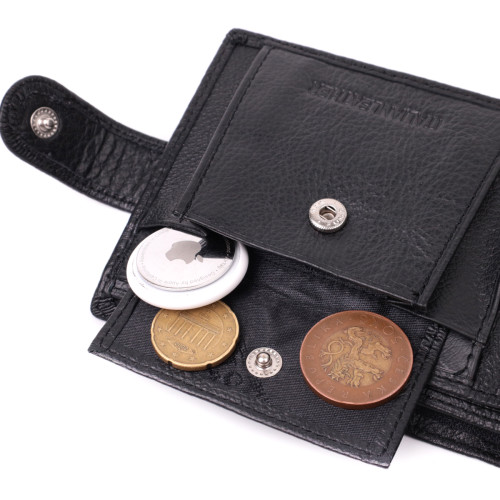 Чоловічий гаманець середнього розміру з натуральної шкіри ST Leather 22484 Чорний