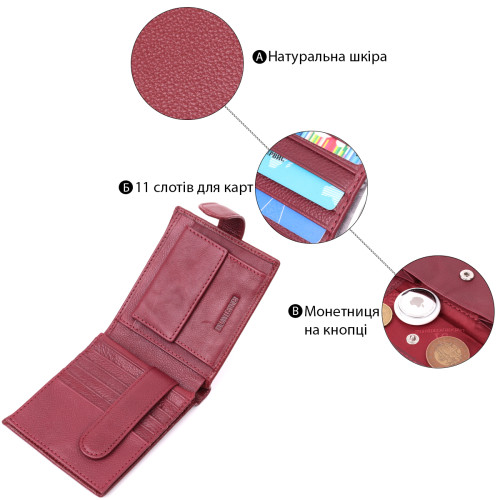 Женский практичный бумажник из натуральной кожи ST Leather 22554 Бордовый