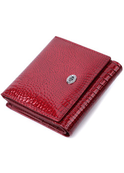 Компактный кошелек для женщин из натуральной лакированной кожи ST Leather 22687 Красный