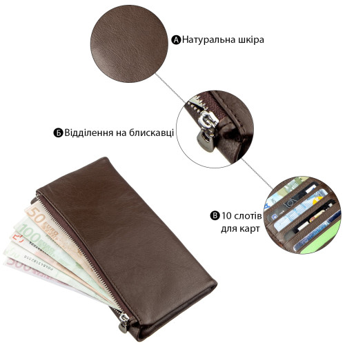 Практичний жіночий гаманець-клатч ST Leather 18841 Коричневий