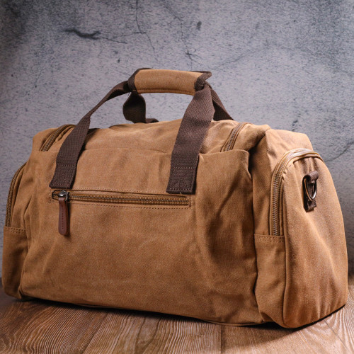 Удобная дорожная сумка из плотного текстиля 21239 Vintage Коричневая