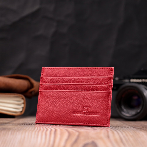 Яркий кард-кейс из натуральной кожи ST Leather 22445 Красный