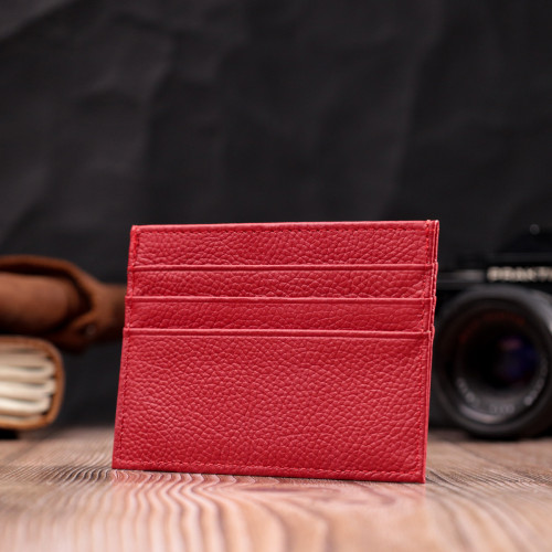 Яркий кард-кейс из натуральной кожи ST Leather 22445 Красный