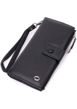Лаконичный женский вертикальный кошелек-клатч из натуральной кожи ST Leather 22537 Черный
