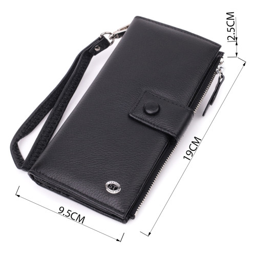 Лаконичный женский вертикальный кошелек-клатч из натуральной кожи ST Leather 22537 Черный