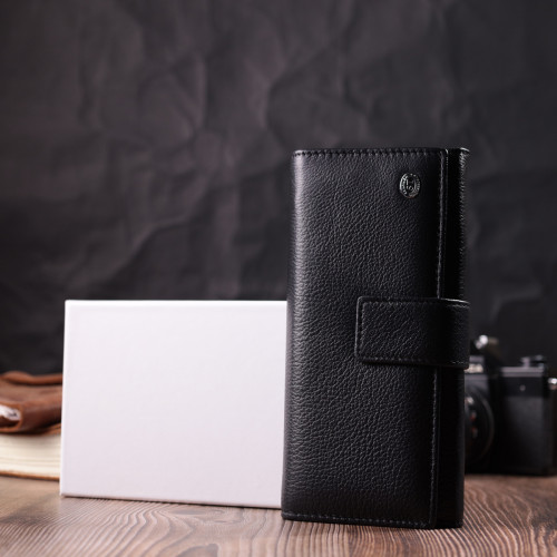Надежный женский кошелек из натуральной кожи ST Leather 22548 Черный