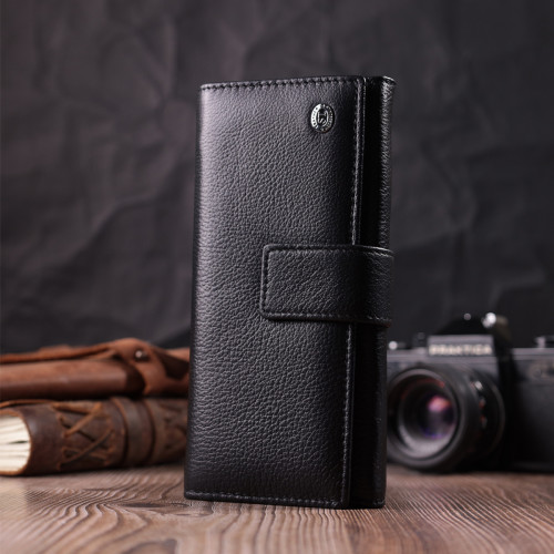 Надежный женский кошелек из натуральной кожи ST Leather 22548 Черный