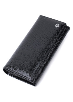 Жіночий гаманець із натуральної лакованої шкіри ST Leather 22679 Чорний
