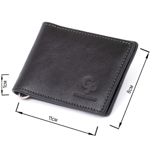 Стильное портмоне с зажимом для денег без застежки GRANDE PELLE 11295 Черное
