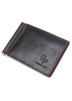 Шкіряний стильний затиск для грошей унісекс GRANDE PELLE 11541 Чорний