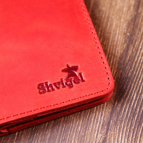 Женское винтажное кожаное портмоне Shvigel 16602 Красный