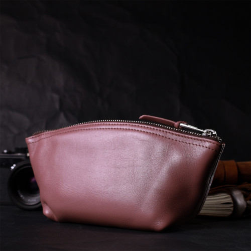 Очаровательная женская кожаная косметичка GRANDE PELLE 16793 Пудровый