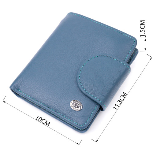 Красивое кожаное портмоне с монетницей снаружи для стильных женщин ST Leather 19457 Бирюзовый