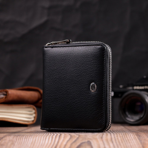 Портмоне для женщин на молнии в классическом цвете из натуральной кожи ST Leather 19488 Черный