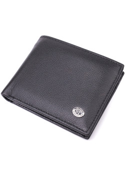 Компактне чоловіче портмоне з натуральної шкіри ST Leather 22486 Чорний