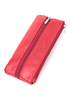 Яркая кожаная ключница на молнии ST Leather 22557 Красный
