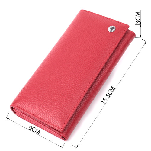 Яркий женский кошелек горизонтального формата из натуральной кожи ST Leather 22514 Красный