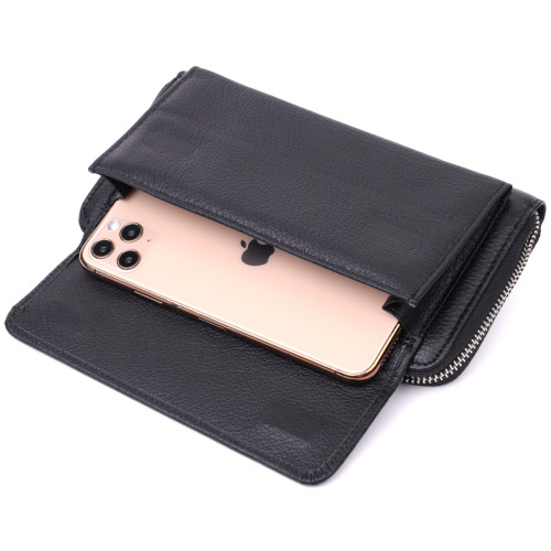 Функциональный кошелек-клатч унисекс из натуральной кожи ST Leather 22529 Черный