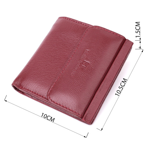 Небольшой женский кошелек с монетницей снаружи из натуральной кожи ST Leather 22544 Бордовый