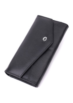 Кожаный женский кошелек с геометрическим клапаном ST Leather 22546 Черный