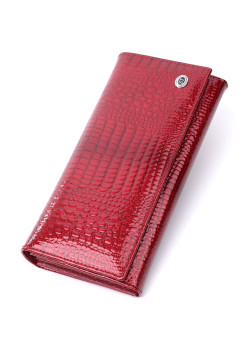 Лакированный женский кошелек с фактурой под рептилию из натуральной кожи ST Leather 22717 Красный