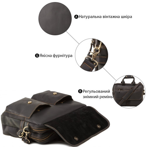 Сумка Vintage 14571 з вінтажної шкіри Коричнева