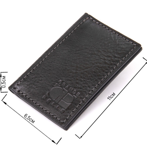 Кожаная небольшая визитница GRANDE PELLE 11501 Черный