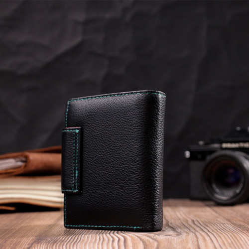 Портмоне для женщин в классическом цвете с интересной монетницей ST Leather 19449 Черный