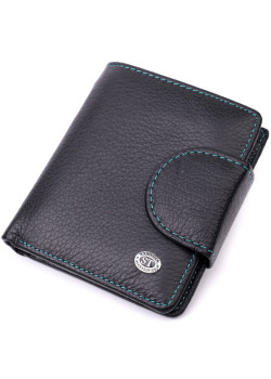 Шкіряний стильний гаманець з монетницею зовні ST Leather 19454 Чорний