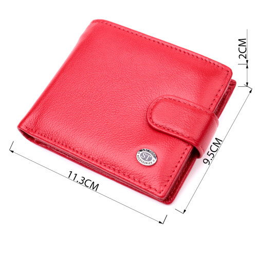 Яркое женское портмоне с блоком для карт из натуральной кожи ST Leather 19471 Красный