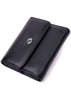 Симпатичный женский кошелек с монетницей из натуральной кожи ST Leather 19481 Черный