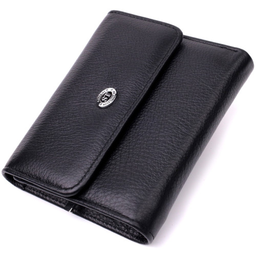 Симпатичный женский кошелек с монетницей из натуральной кожи ST Leather 19481 Черный
