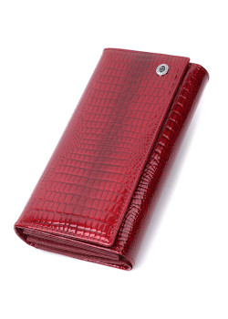 Шкіряний лакований гаманець з блоком для кредитних карток ST Leather 22682 Червоний