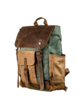 Рюкзак с боковыми карманами canvas Vintage 20112 Светло-серый