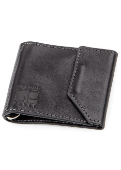 Зажим для денег из итальянской кожи GRANDE PELLE 11149 Черный